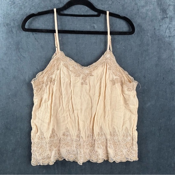 American Eagle Outfitters very Y2K Cream Lace Trim Tank Top Sz Sm - Picture 6 of 13